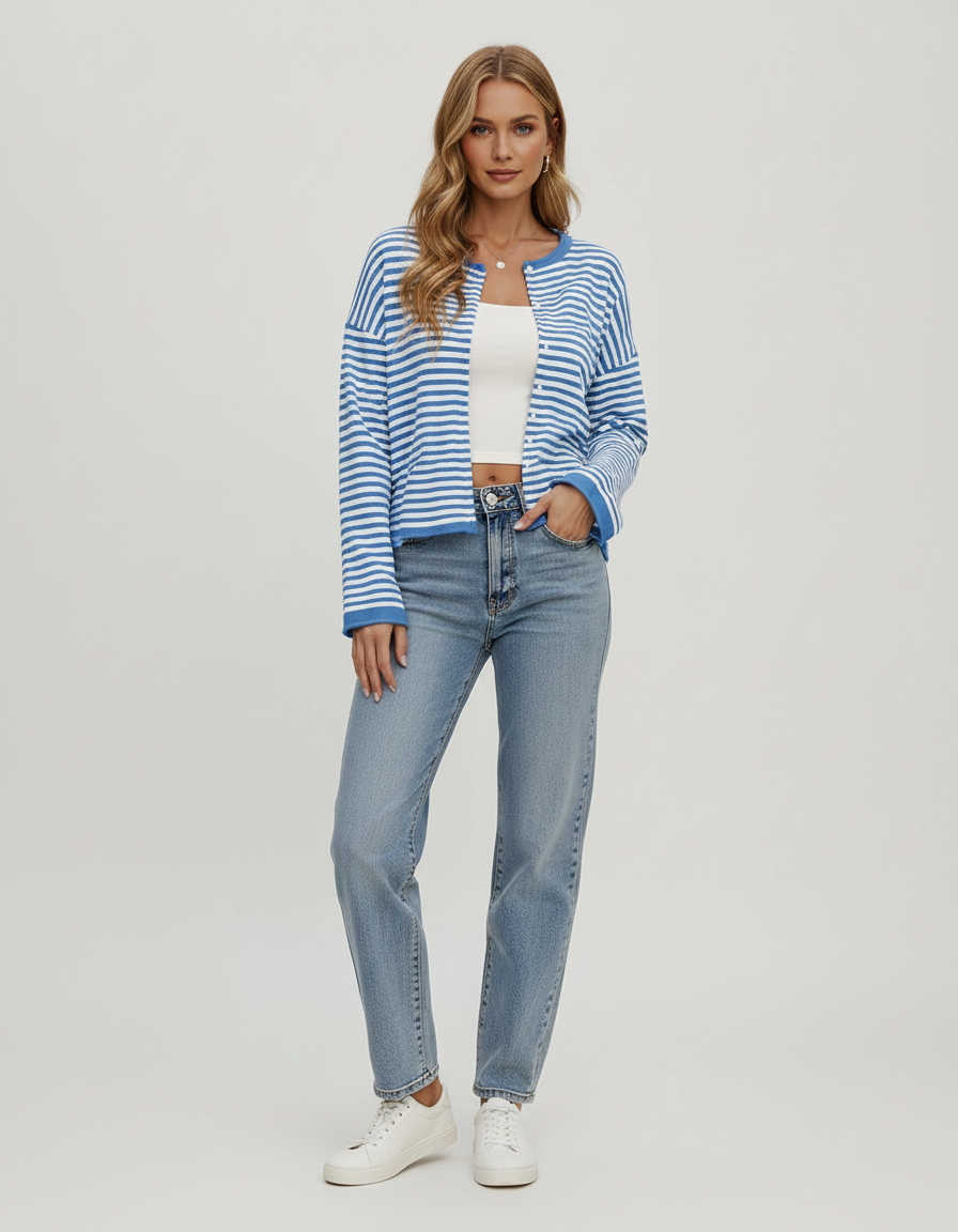 Dessa Gebreide Dames Vest - Casual Gestreepte Cropped