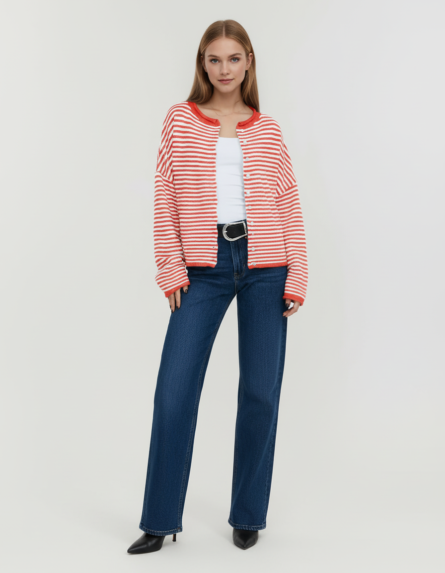 Dessa Gebreide Dames Vest - Casual Gestreepte Cropped