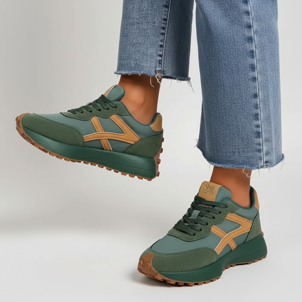 Sneaker met Suède en Textiel Panelen