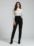 Laken Kanten Top voor Dames - Elegante Hoge Hals Details