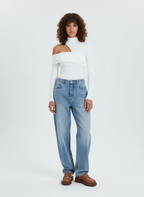 Ribgebreide Coltrui Top met Moderne Asymmetrische Uitsnijding