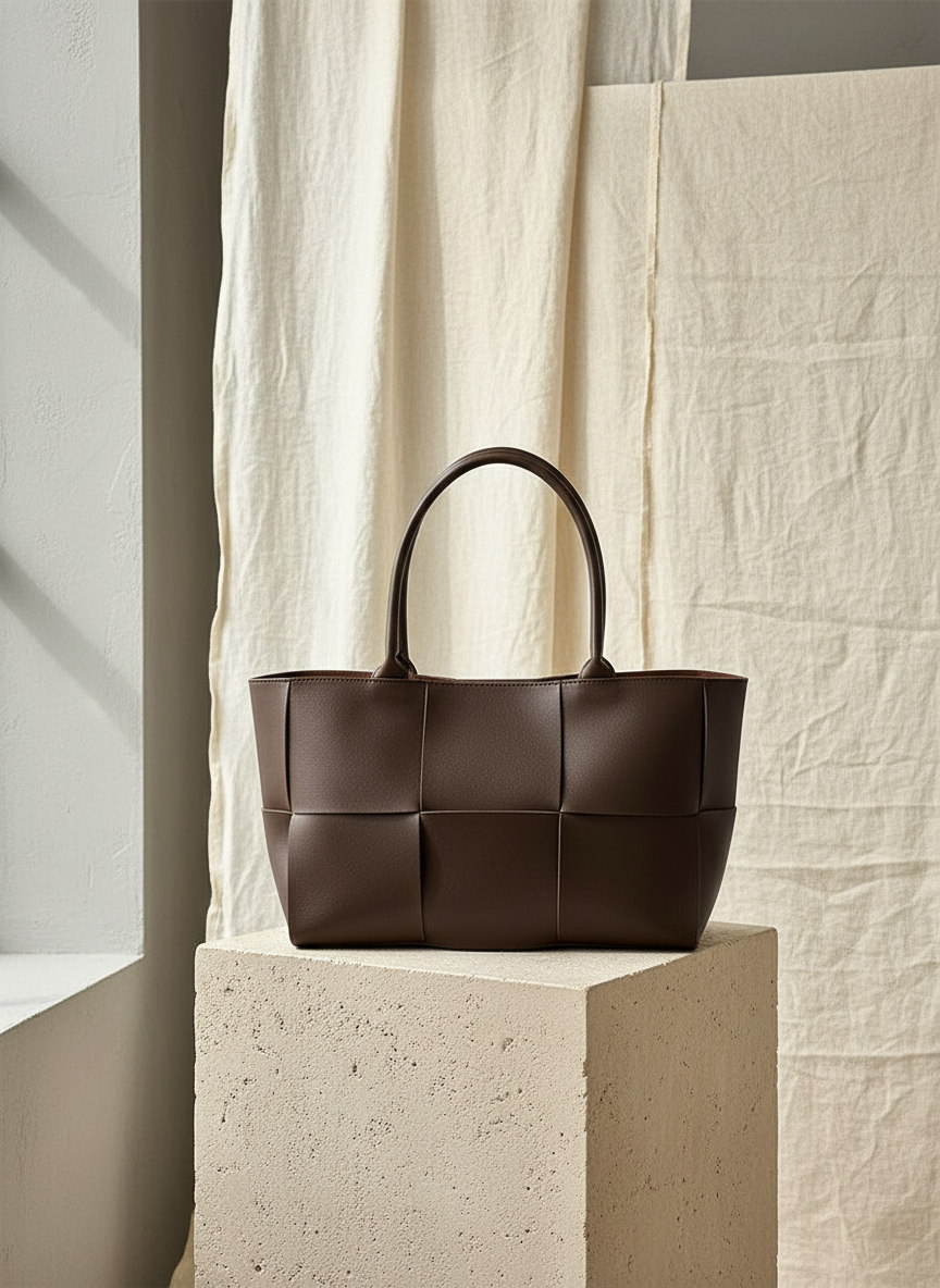 Gevlochten Leerpanelen Tote Bag