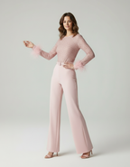 Greta - Dames Pailletten & Veren Avond Jumpsuit