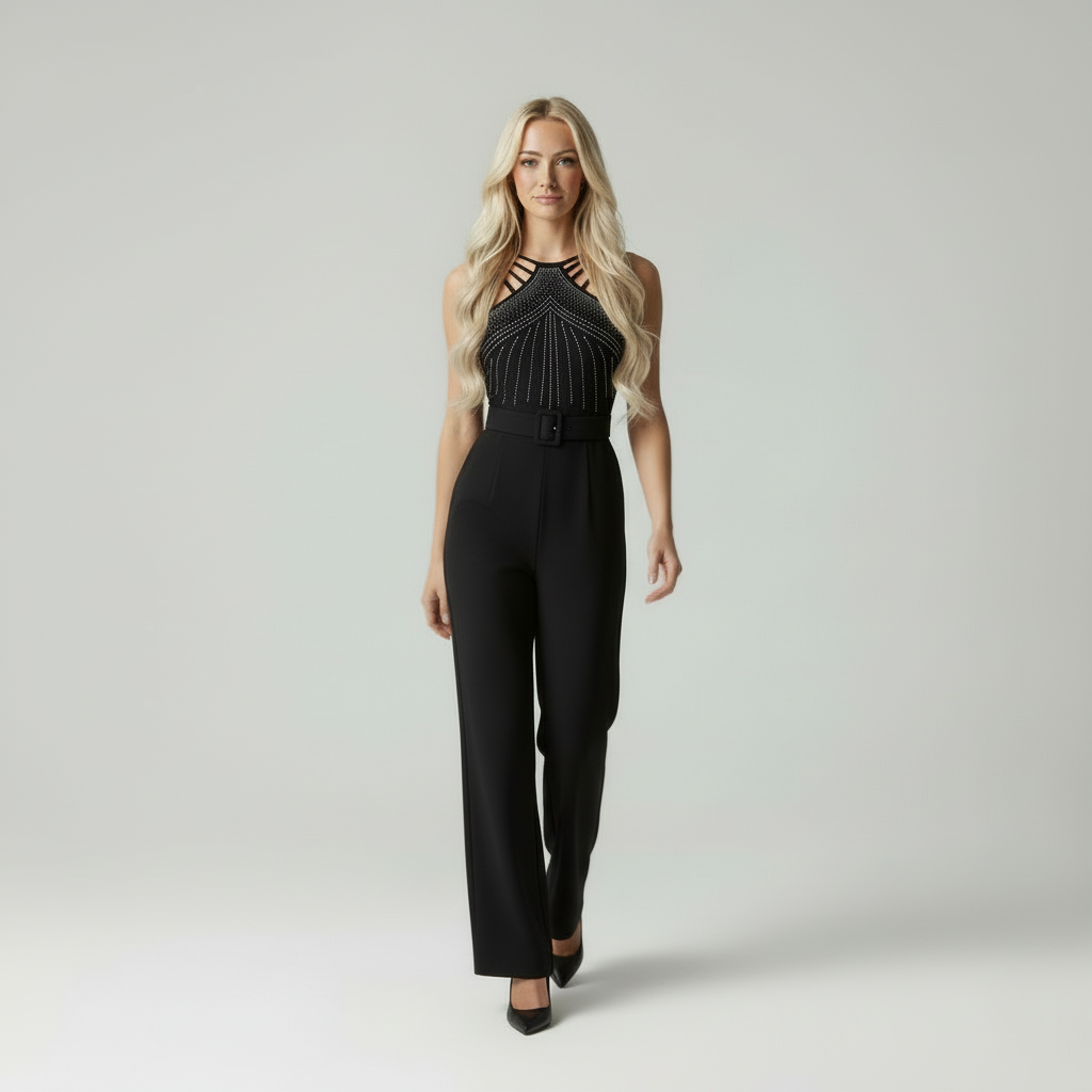 Nachtvlinder - Elegante Dames Jumpsuit met Strass