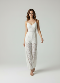 Luna Chic - Dames Elegante Kanten Jumpsuit met Wijde Pijpen