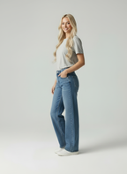 Lichtblauwe Denim - Comfortabele Dames Wide-Leg Jeans