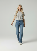 Lichtblauwe Denim - Comfortabele Dames Wide-Leg Jeans