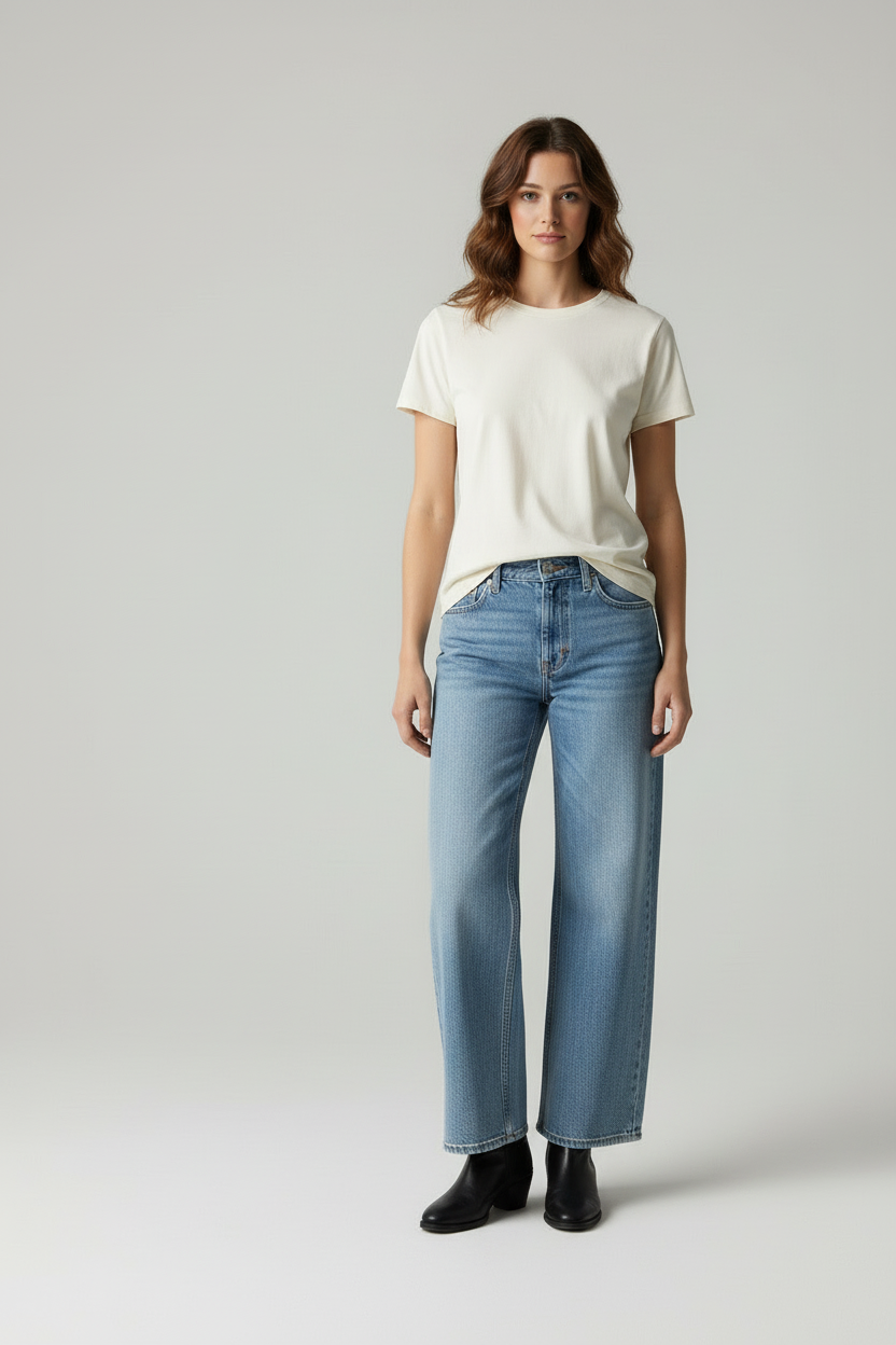 Luna - Dames Wijde Pijpen Denim Jeans