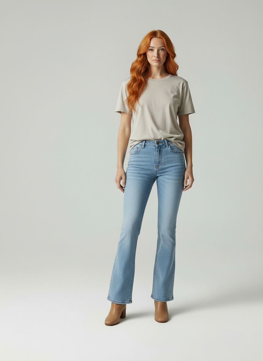 Retro Flair - Dames Flare Jeans met Hoge Taille