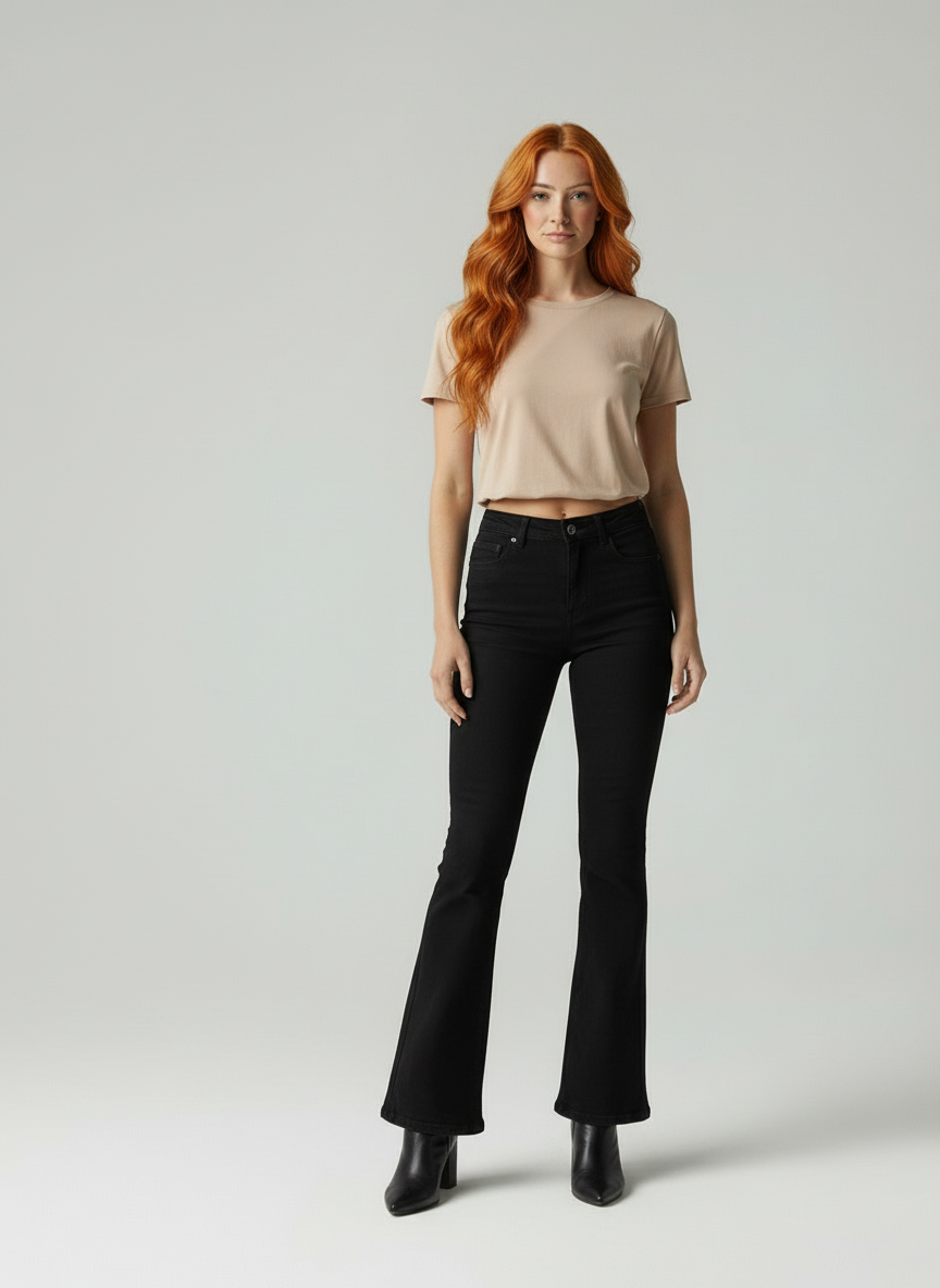 Retro Flair - Dames Flare Jeans met Hoge Taille