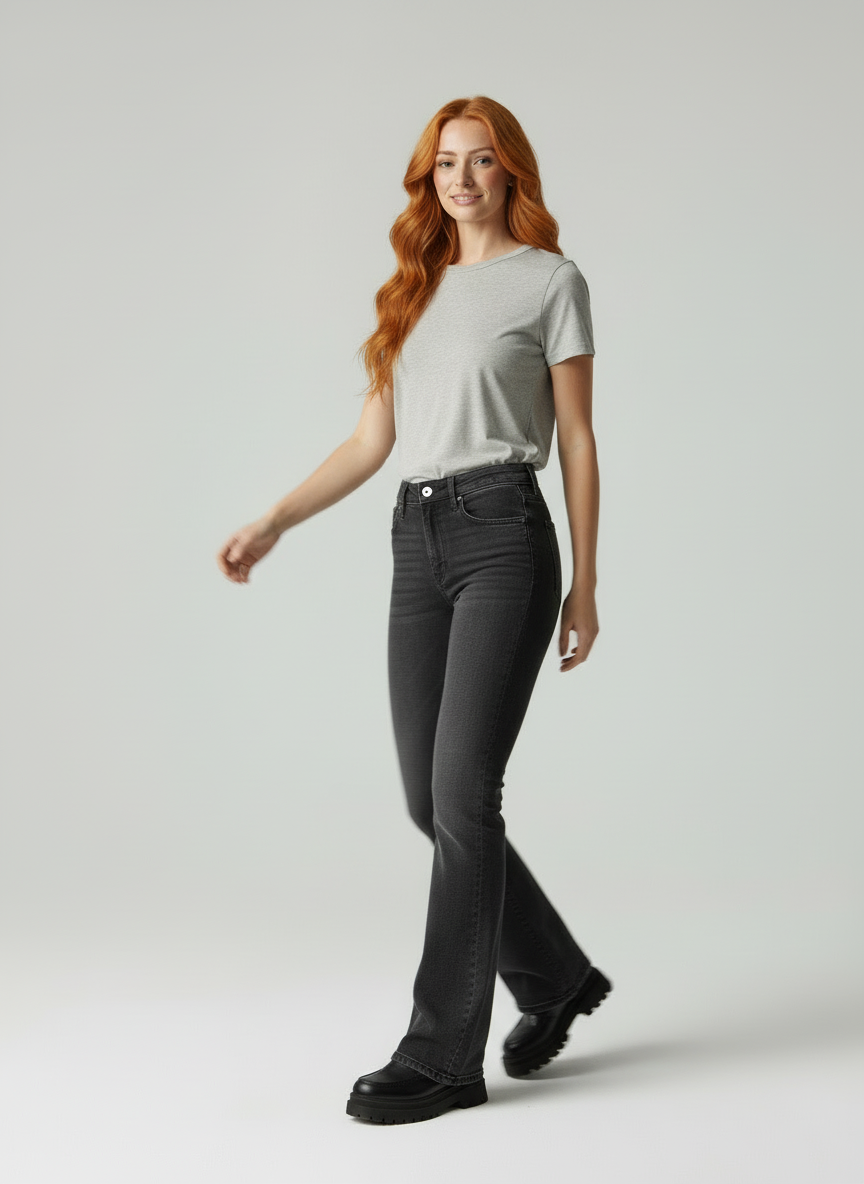 Retro Flair - Dames Flare Jeans met Hoge Taille