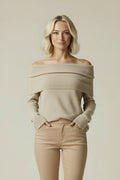 Caydence Gebreide Dames Trui met Off-Shoulder Halslijn
