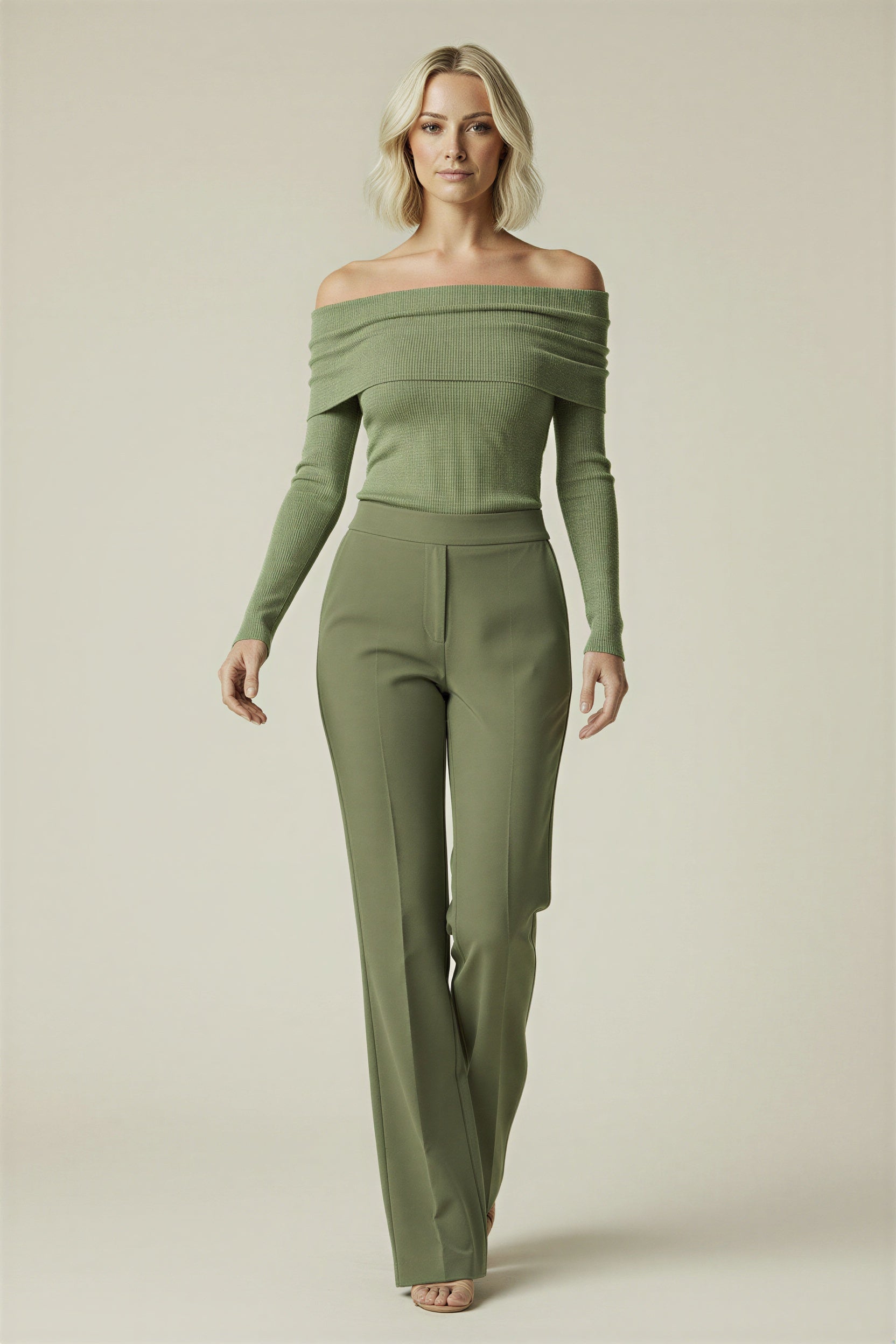 Caydence Gebreide Dames Trui met Off-Shoulder Halslijn