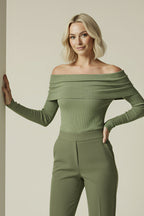 Caydence Gebreide Dames Trui met Off-Shoulder Halslijn