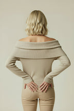 Caydence Gebreide Dames Trui met Off-Shoulder Halslijn