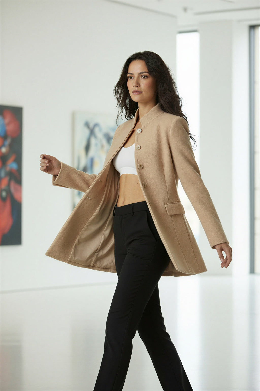 Zarah Geweven Dames Blazer - Klassiek Kraagloos