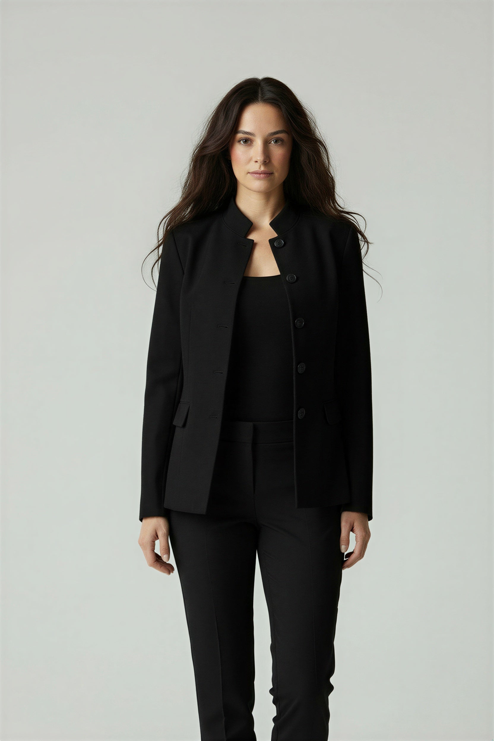 Zarah Geweven Dames Blazer - Klassiek Kraagloos