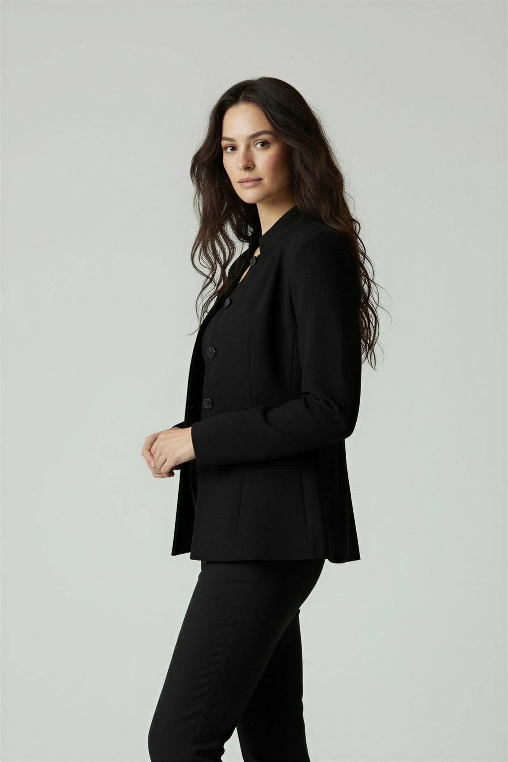 Zarah Geweven Dames Blazer - Klassiek Kraagloos