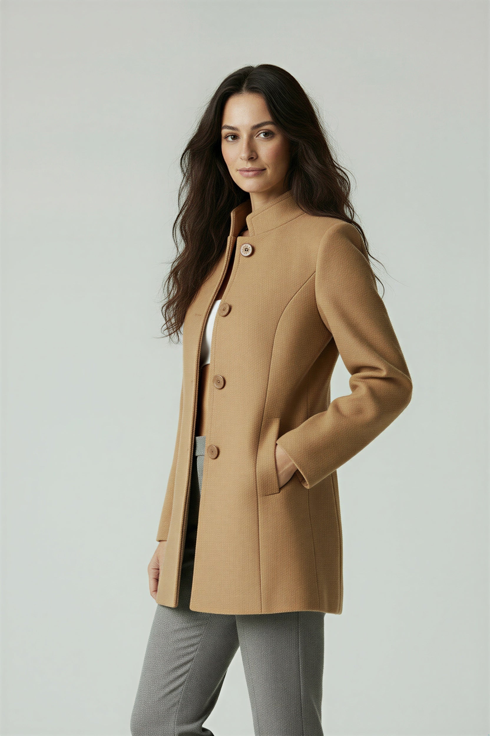 Zarah Geweven Dames Blazer - Klassiek Kraagloos