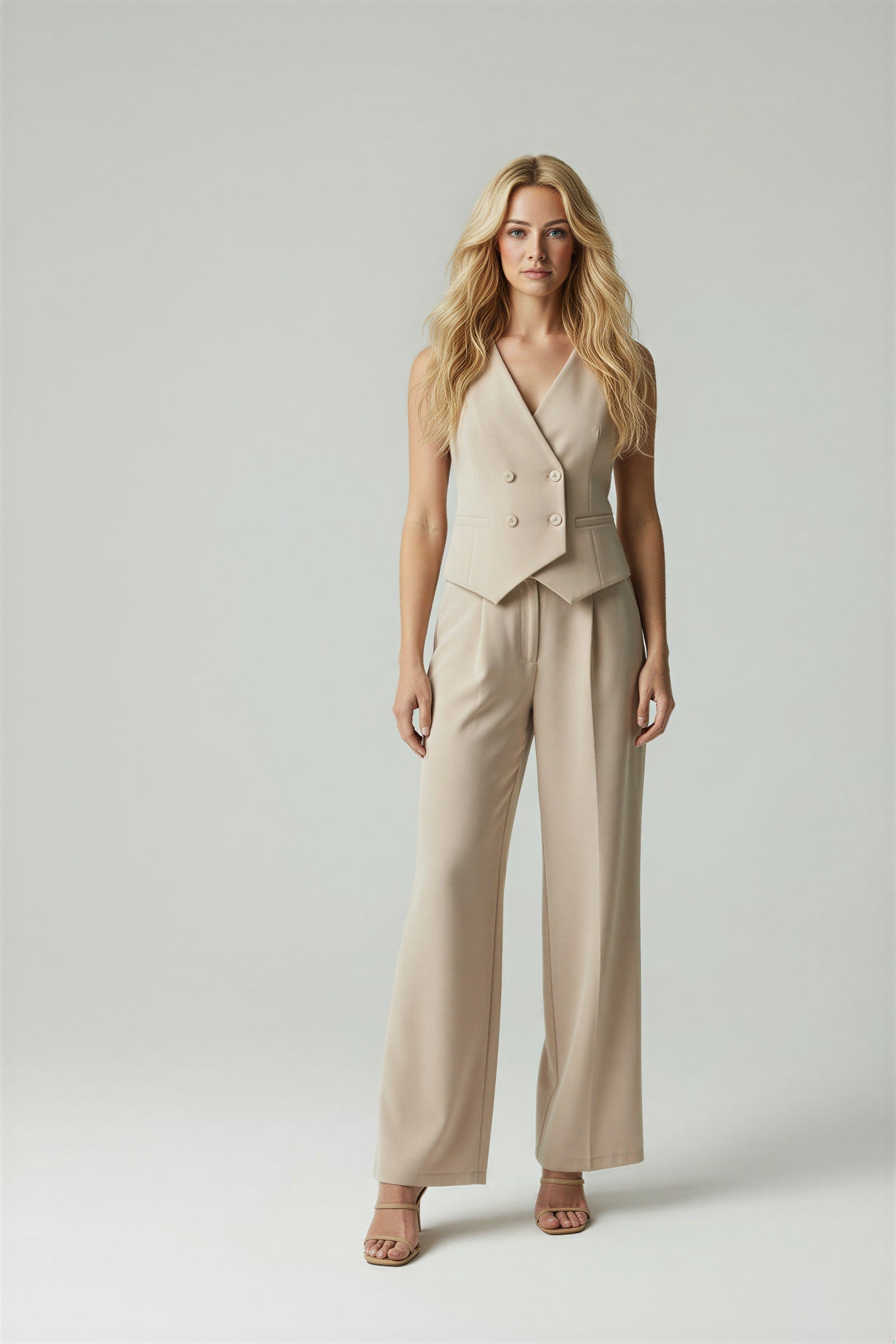 Ralph Pakset voor Dames - Dubbelrij vest met wijde pijpen