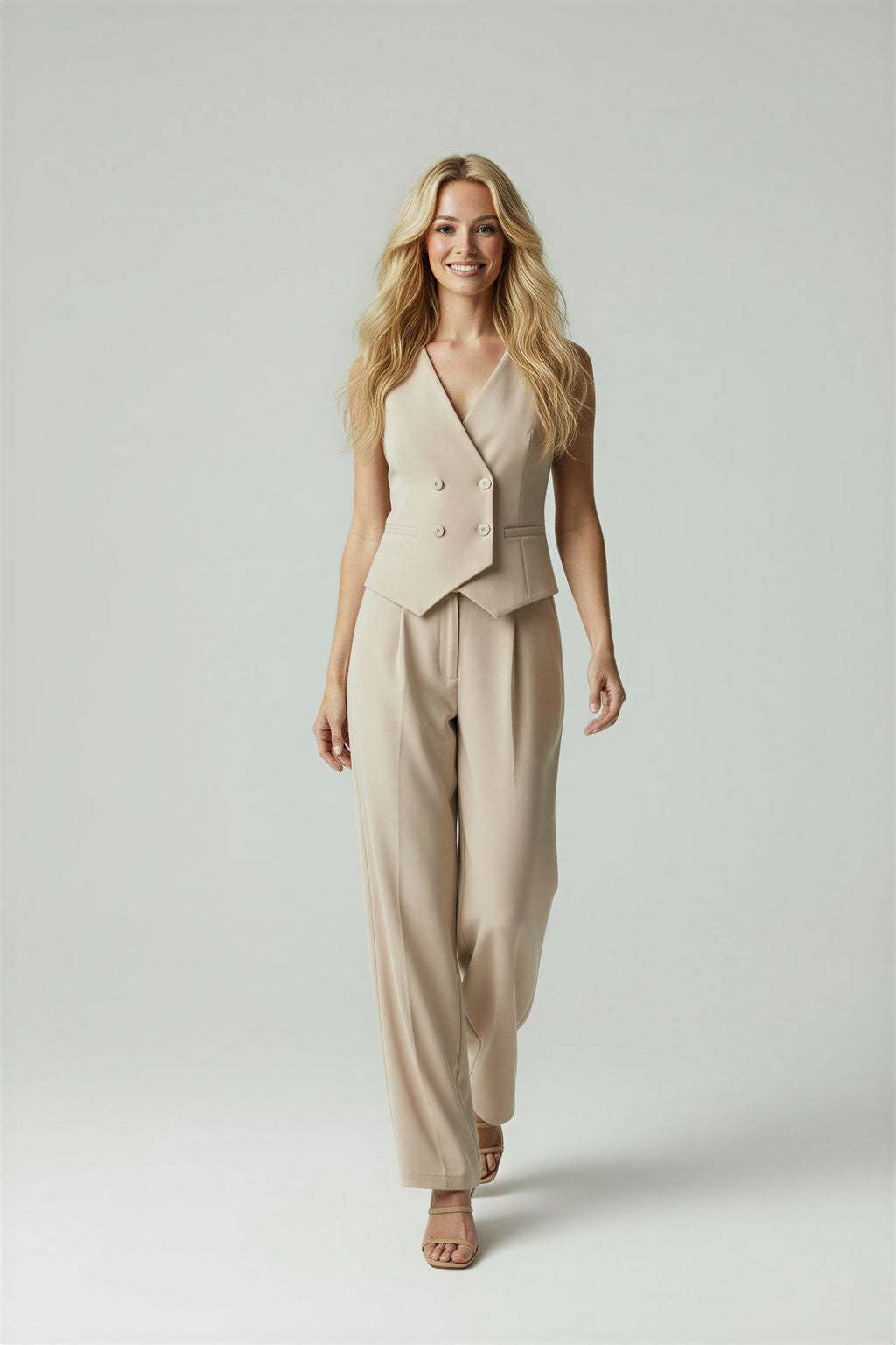 Ralph Pakset voor Dames - Dubbelrij vest met wijde pijpen