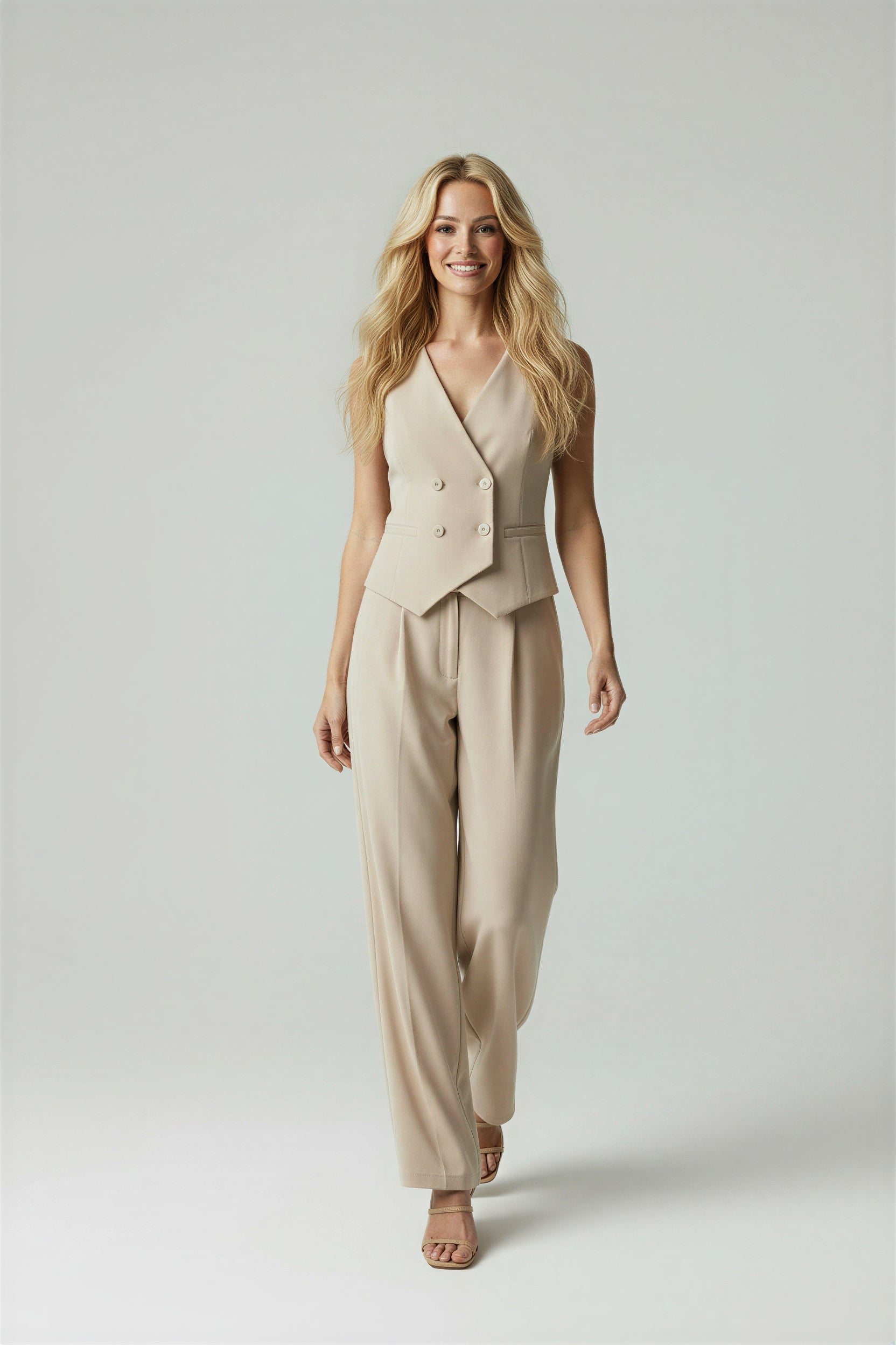 Ralph Pakset voor Dames - Dubbelrij vest met wijde pijpen