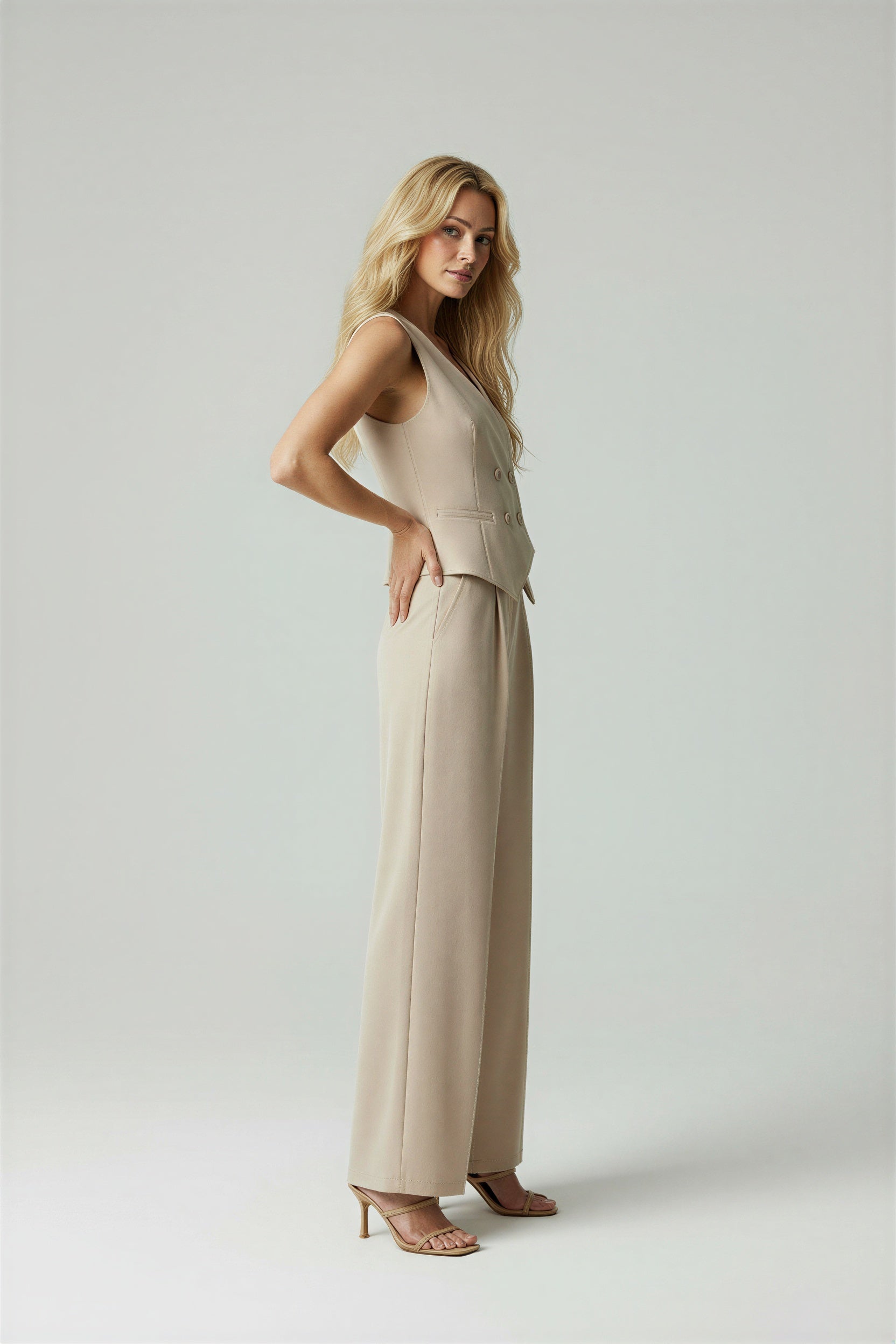 Ralph Pakset voor Dames - Dubbelrij vest met wijde pijpen