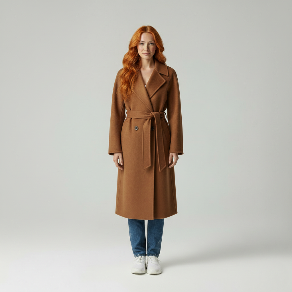 Chique Silhouet - Dames Dubbelbreasted Wolmix Overjas