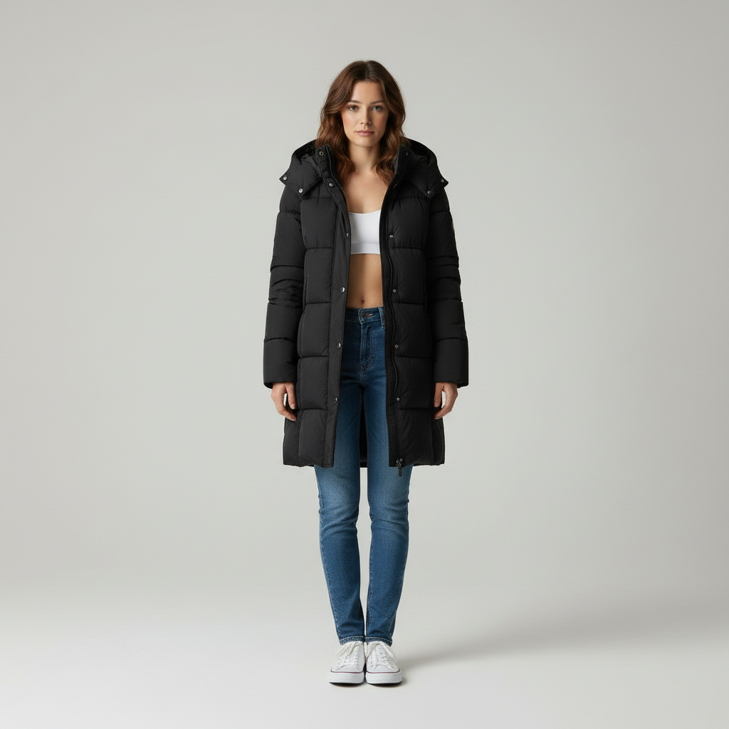 Chique Comfort - Moderne Vrouwen Lange Pufferjas met Capuchon