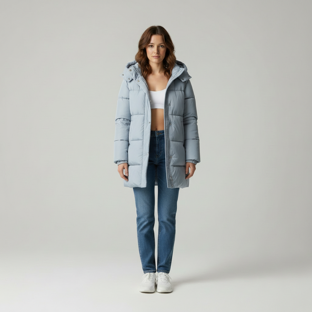 Chique Comfort - Moderne Vrouwen Lange Pufferjas met Capuchon