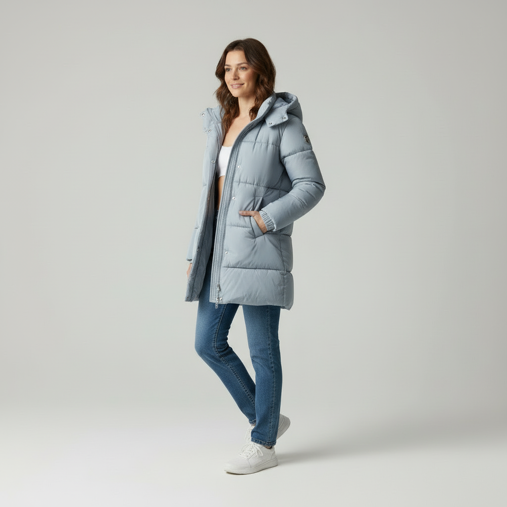 Chique Comfort - Moderne Vrouwen Lange Pufferjas met Capuchon