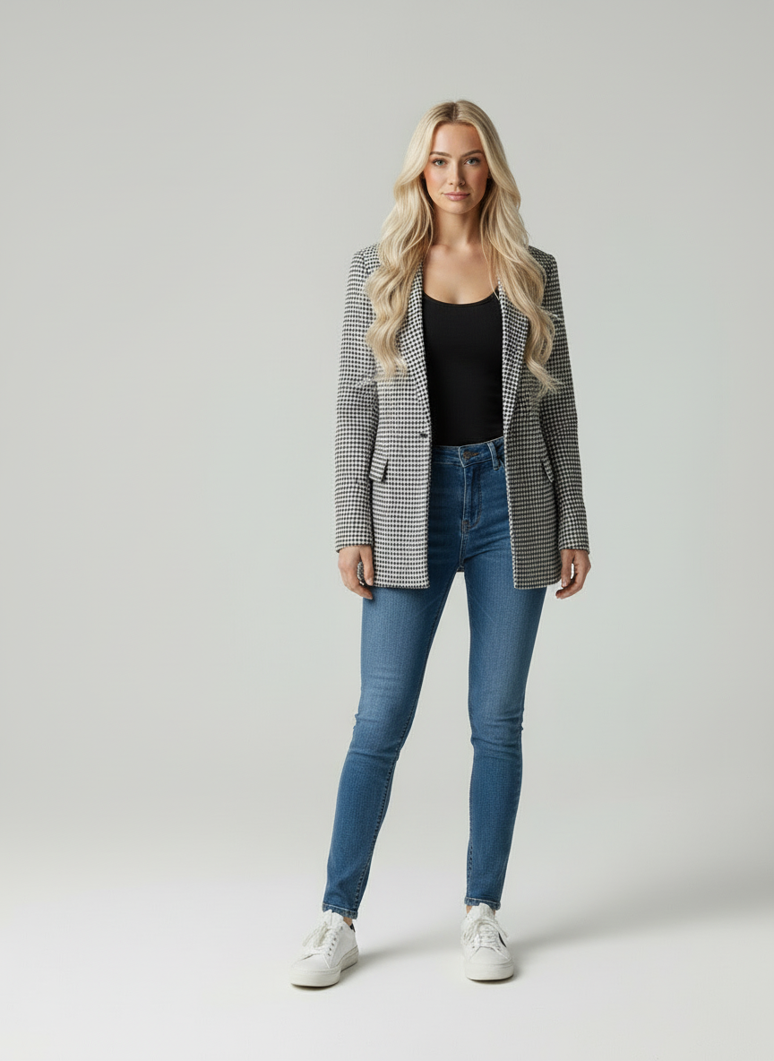 Getailleerde Blazer met Houndstooth patroon