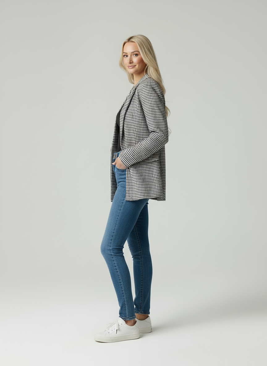 Getailleerde Blazer met Houndstooth patroon