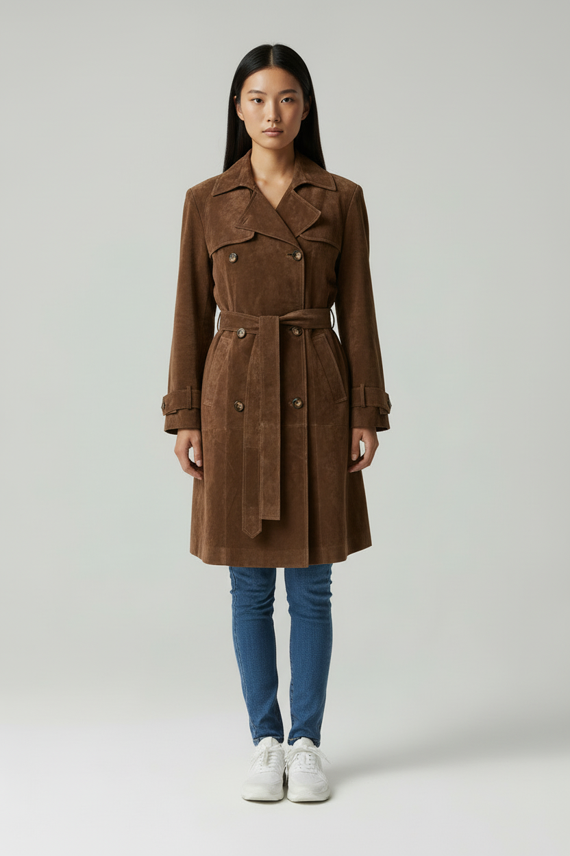 Vivid - Elegante Dames Suède-look Trenchcoat & Blazer