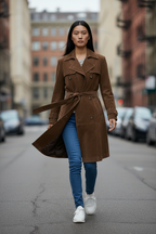 Vivid - Elegante Dames Suède-look Trenchcoat & Blazer