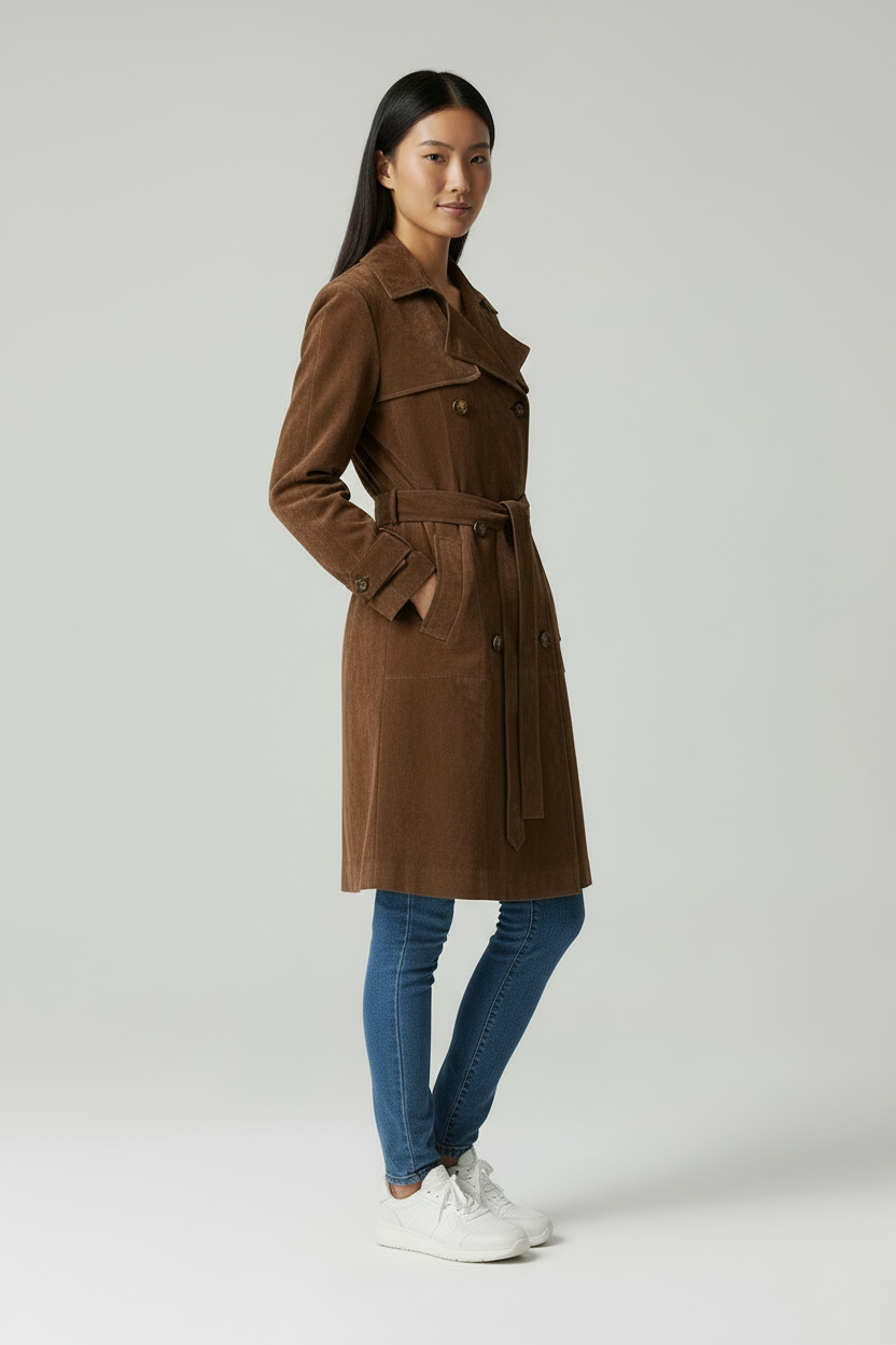 Vivid - Elegante Dames Suède-look Trenchcoat & Blazer