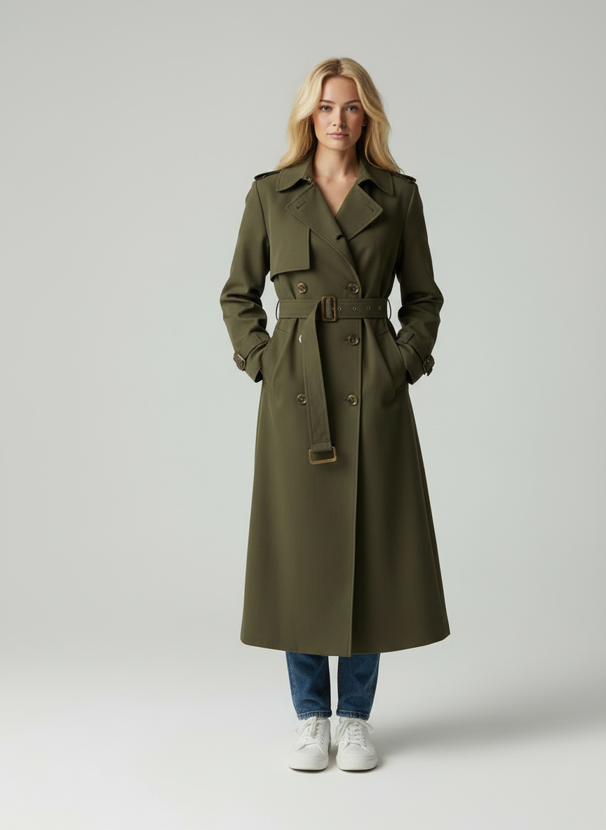 Verona - Dames Lange Trenchcoat met Ceintuur