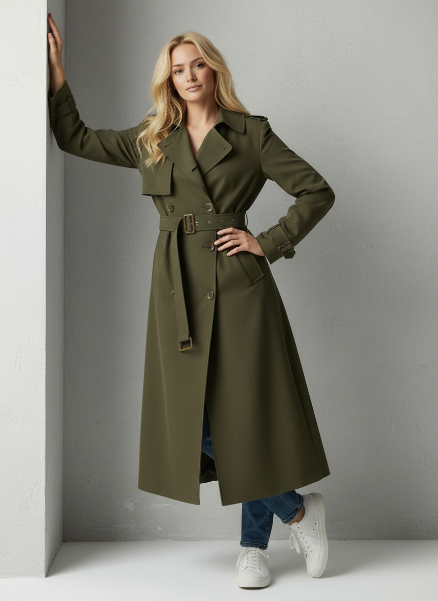 Verona - Dames Lange Trenchcoat met Ceintuur