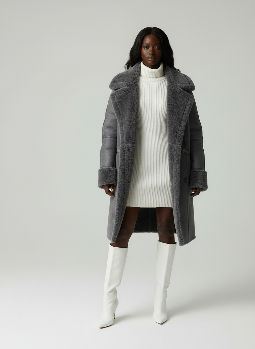 Luna - Moderne Vrouwen Faux Shearling Jas