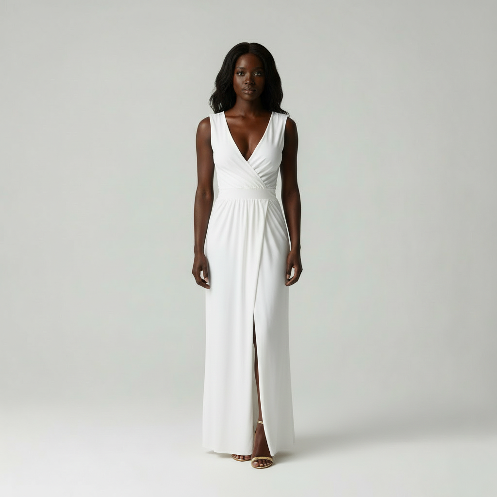 Sereniteit Maxi Jurk - Elegante Dames V-hals Split Jurk