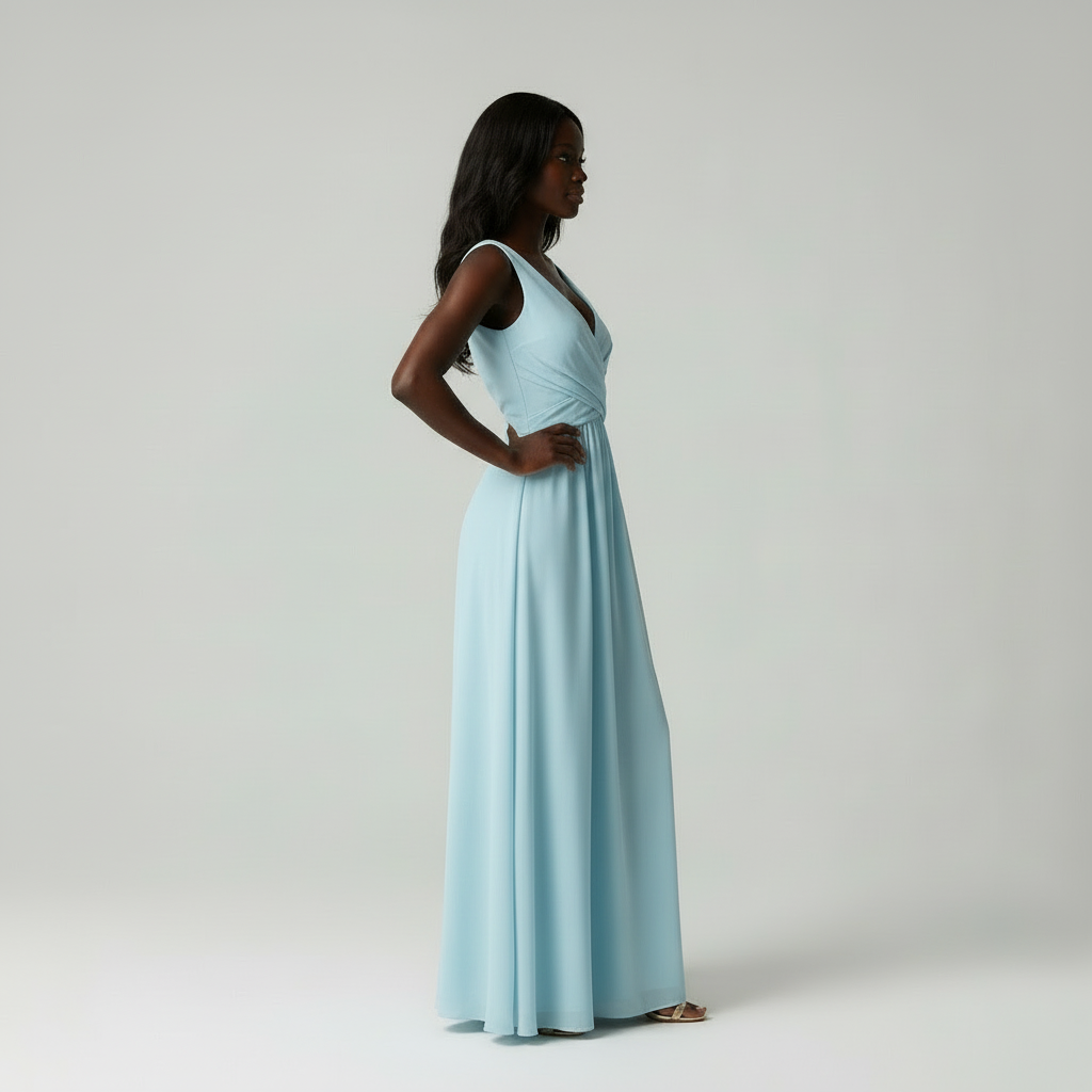 Sereniteit Maxi Jurk - Elegante Dames V-hals Split Jurk