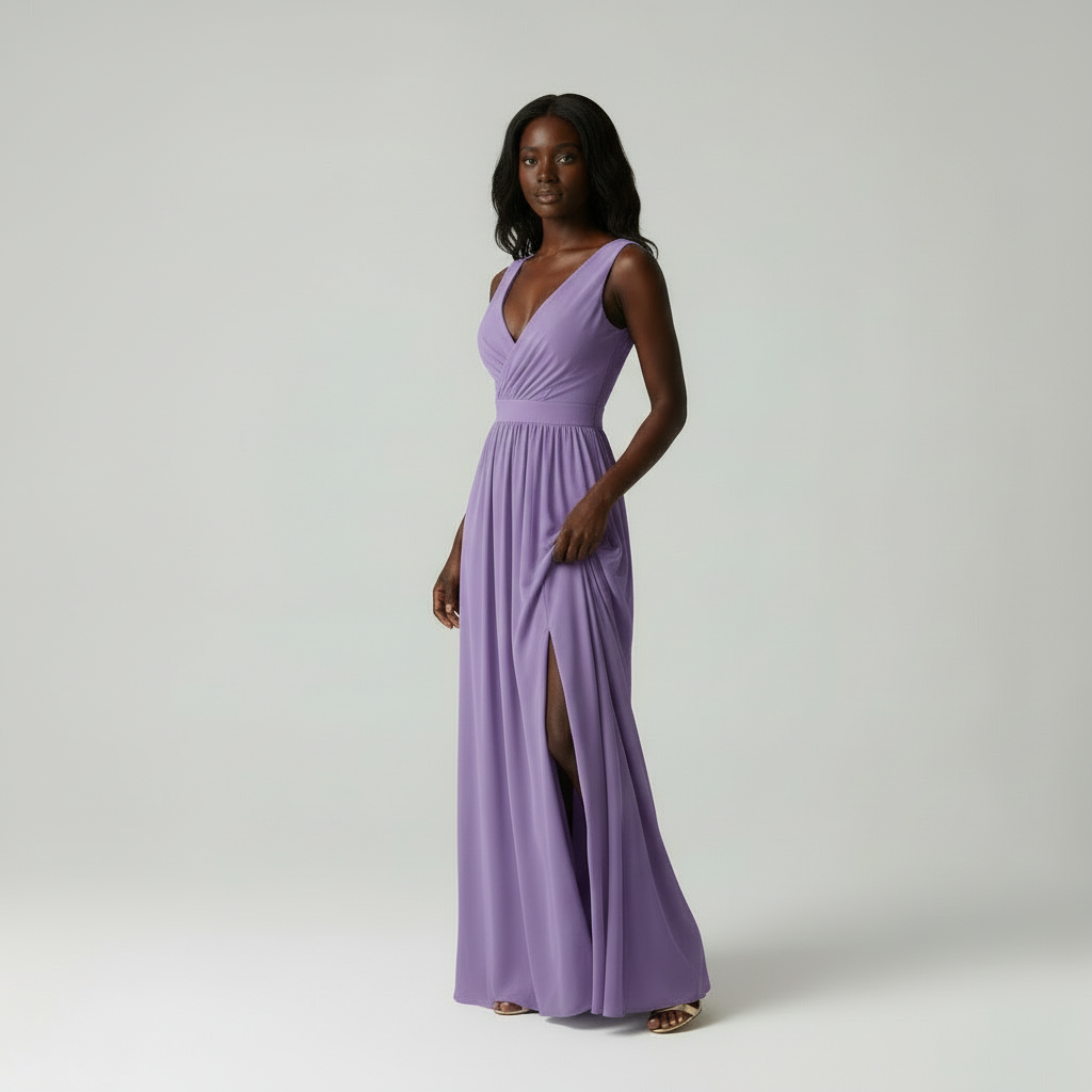 Sereniteit Maxi Jurk - Elegante Dames V-hals Split Jurk