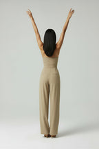 Polyester blend Eugenia Jumpsuit Dames - Chic Strapless Wijde Pijpen