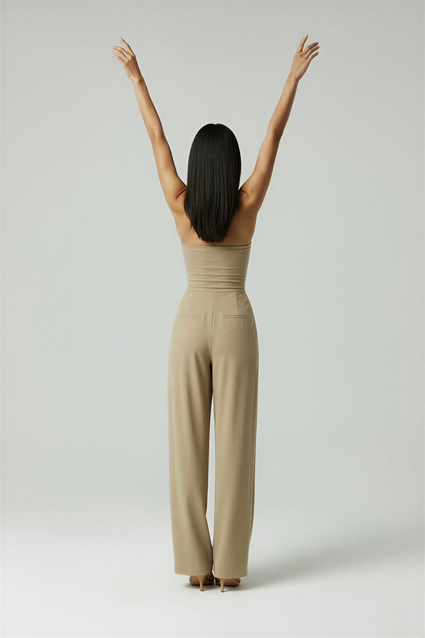 Polyester blend Eugenia Jumpsuit Dames - Chic Strapless Wijde Pijpen