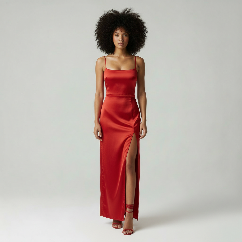 Serena - Elegante Dames Satijnen Avondjurk met Split