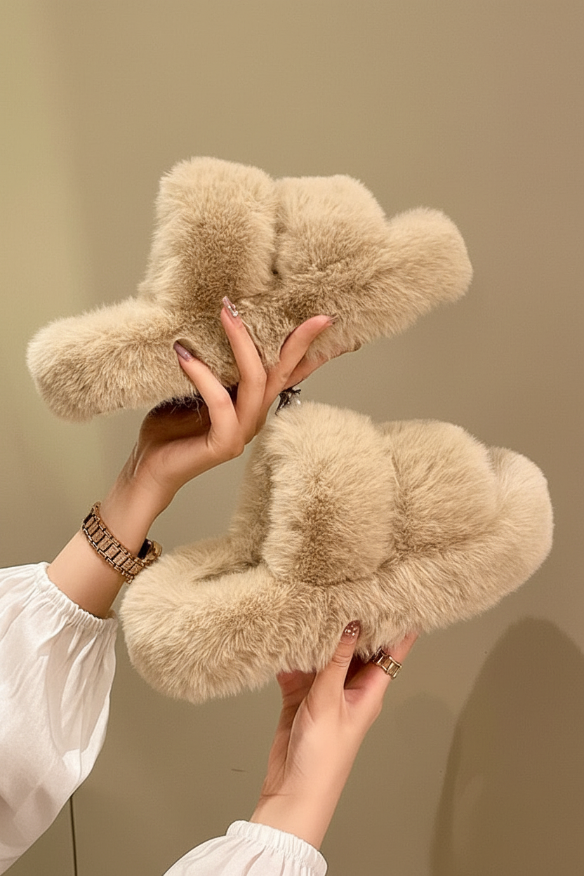 Pluche Lounge Pantoffels met Faux Fur