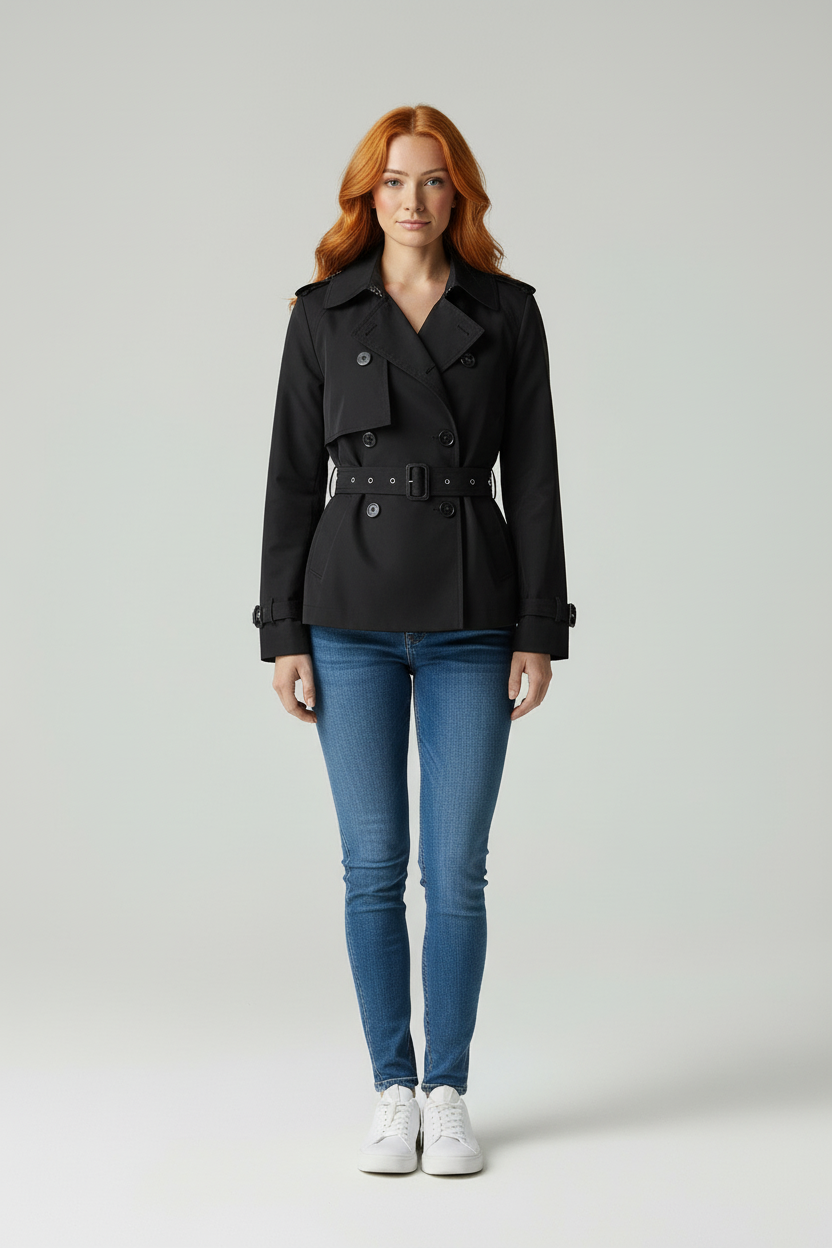 Rileigh Cropped Trenchcoat Dames met Ceintuur