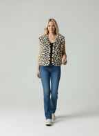 Minna Dames Vest - Casual Luipaardprint Pluizige Fleece