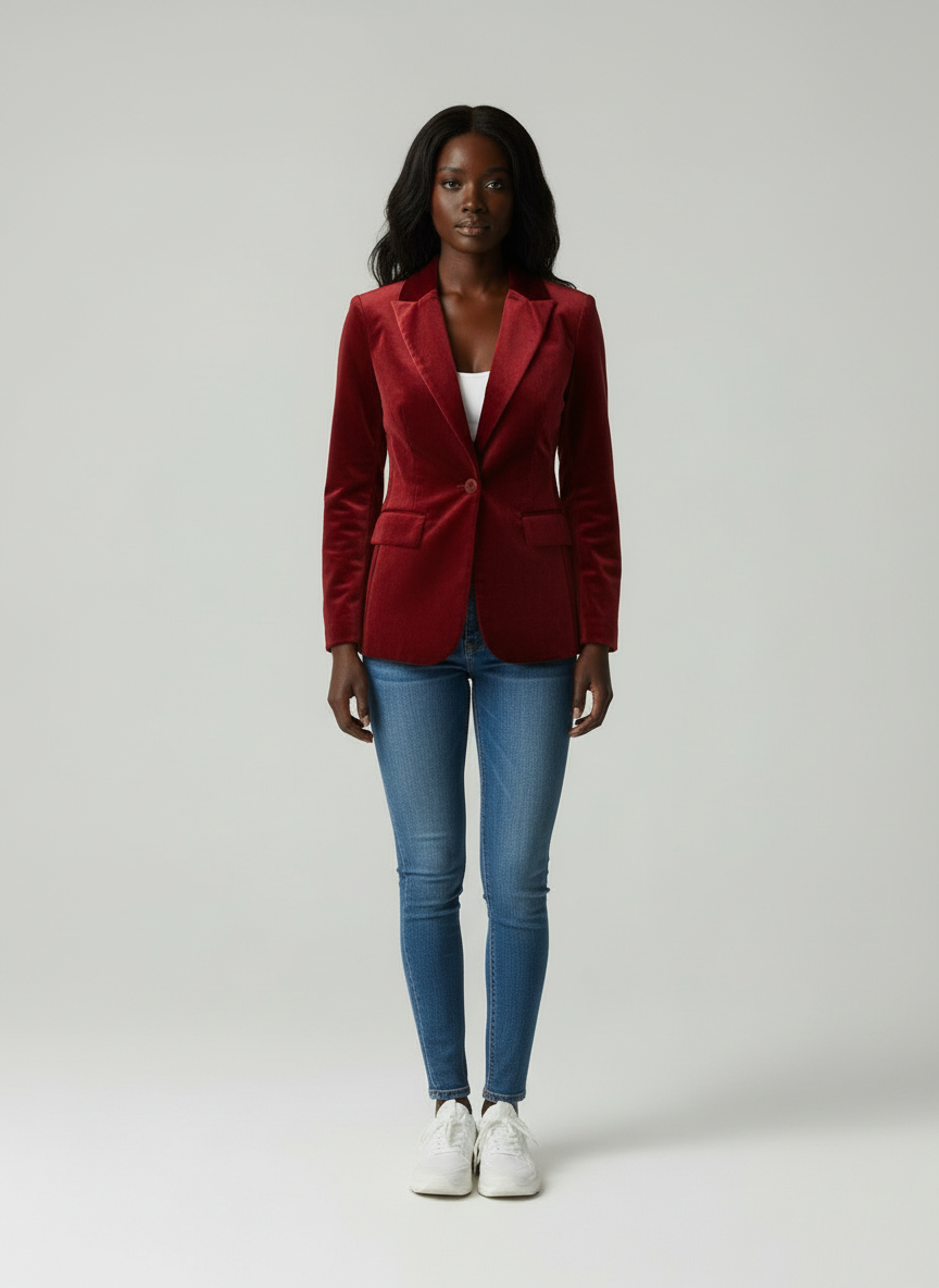 Fluwelen Blazer Dames - Elegante Andrea met Gouden Knopen