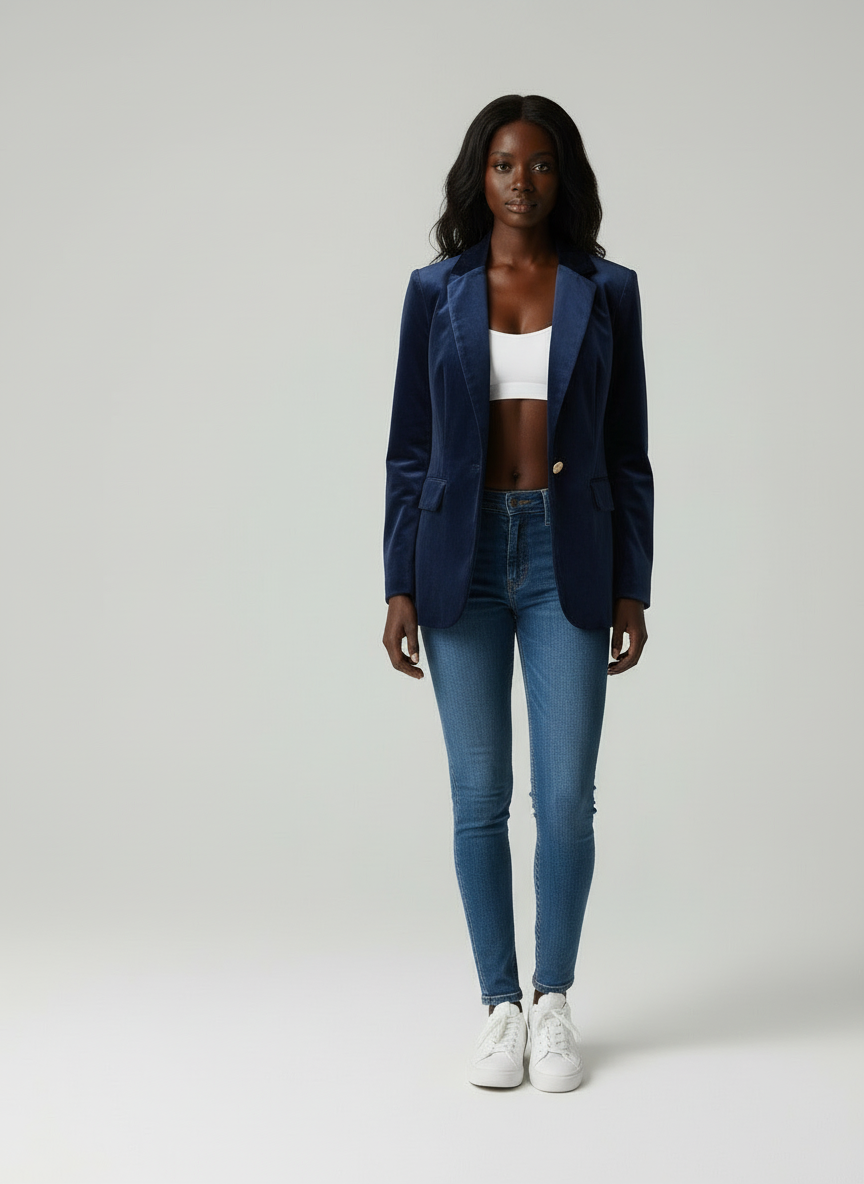 Fluwelen Blazer Dames - Elegante Andrea met Gouden Knopen